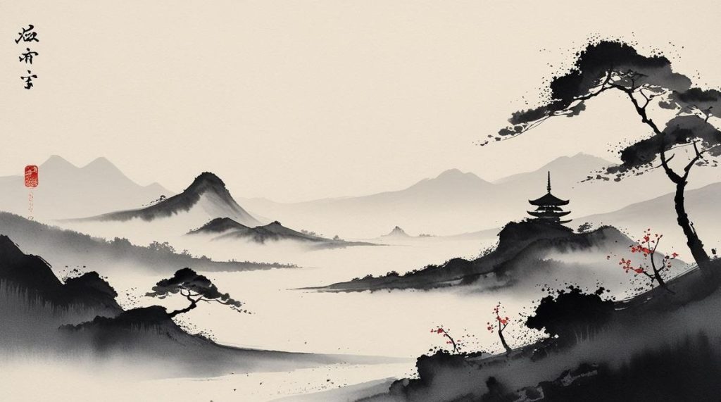 Foto e obra de arte de caligrafia coreana.