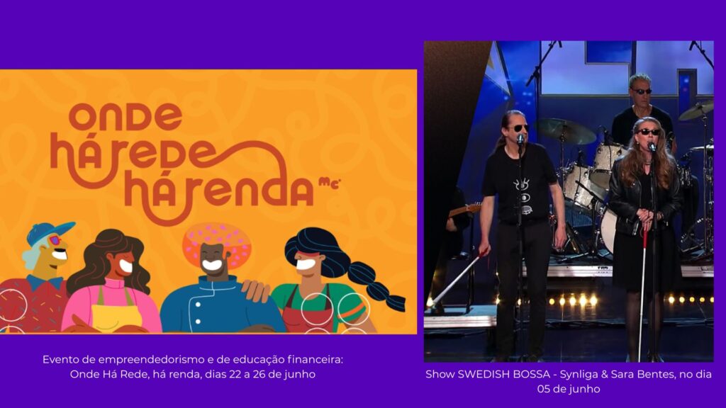 Arte com imagens do evento Onde há rede, há renda e Show no Escuro